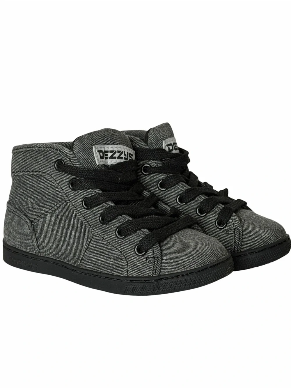 Kids Gray Dezzys High-Top Sneakers with Black Laces